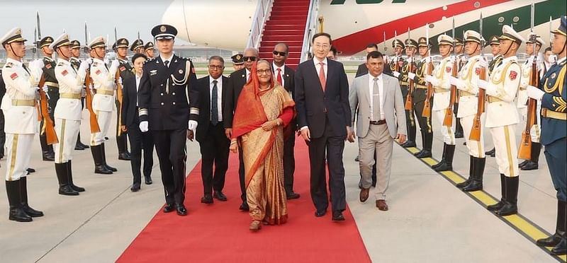 China rolled out red carpet to welcome Prime Minister Sheikh Hasina in Beijing on 8 July 2024